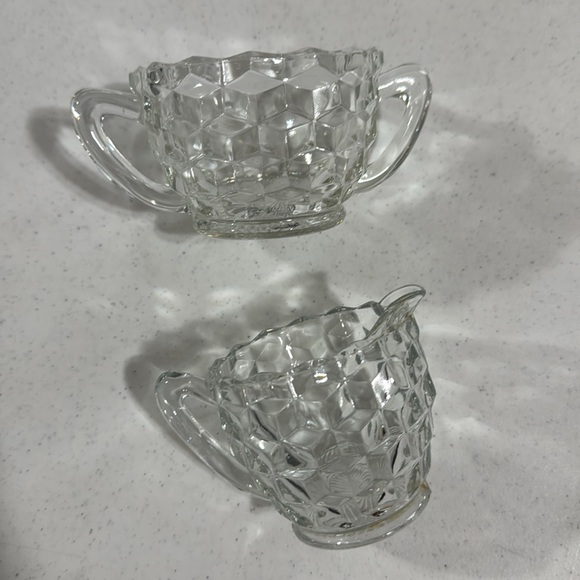 Fostoria American Pattern Clear Glass Creamer and Sugar Vintage Set - Picture 6 of 8